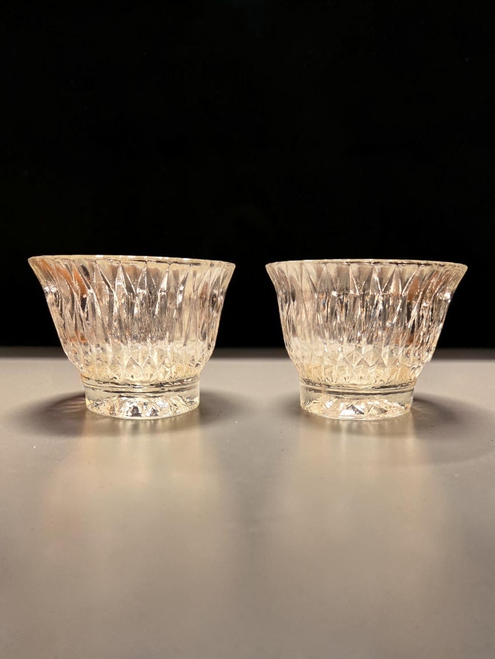 Set of 2 Vintage Libbey Glass Clear Open Sugar Bowls